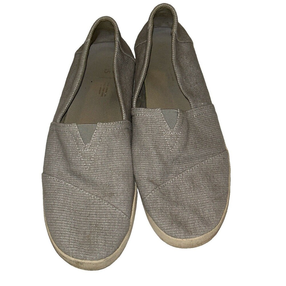 TOMS Avalon Drizzle Grey Heavy Canvas Slip On Loafers Flats 11 Shoes 10013391
